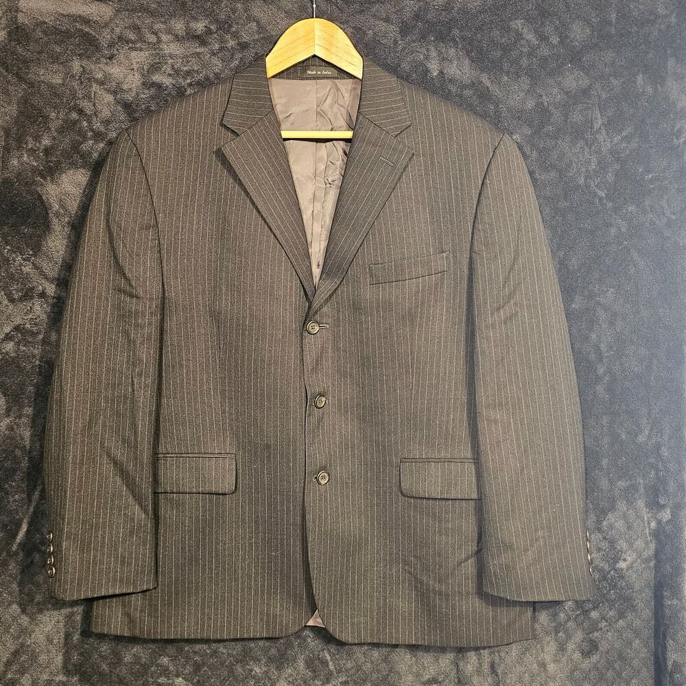 Ralph Lauren Chaps Jacket Blazer Men 44S Gray Pinstripe Wool Sportcoat